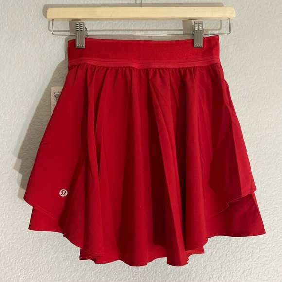 Lululemon 2 Tall Court Rival High Rise Skirt Tall Dark Red Solid W8ABJT 2T